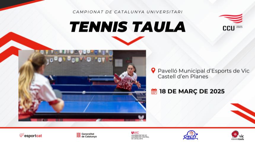 Inscripcions obertes per al Campionat de Catalunya Universitari de Tennis Taula